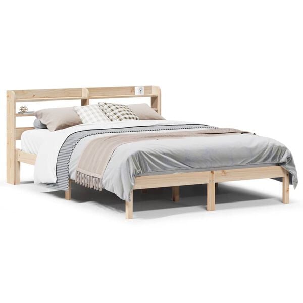 vidaXL Estructura de cama sin colch&oacute;n madera de pino blanca 140x200 cm