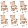 vidaXL Sillas plegables reclinables, juego de 6 piezas, de madera maciza de teca.