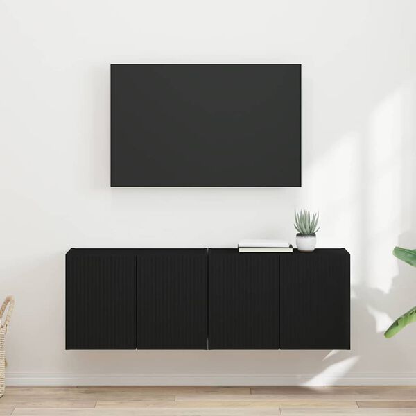 vidaXL Mueble de TV Montado en la Pared 2 pcs Negro 59,5 x 31 x 40 cm