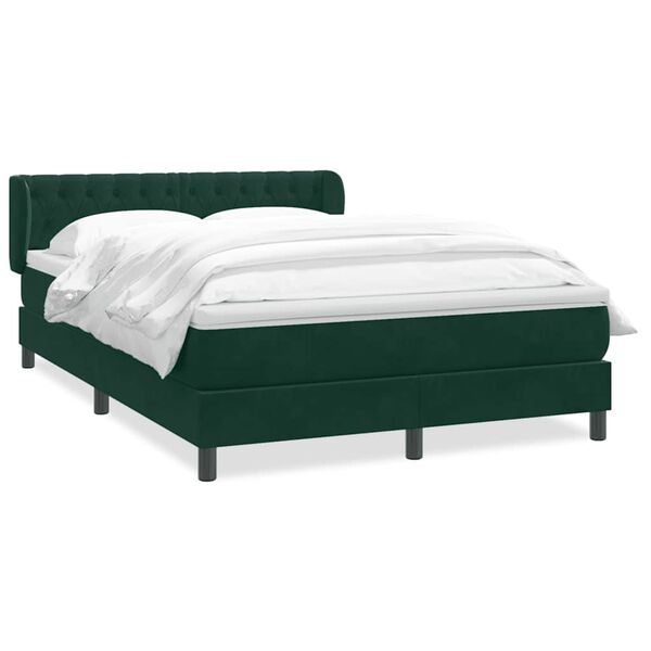 vidaXL Cama box spring con colch&oacute;n terciopelo verde oscuro 160x220 cm