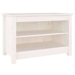 vidaXL Banco zapatero madera de pino maciza blanco 70x38x45,5 cm