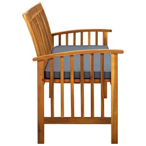 vidaXL Banco de jard&iacute;n con coj&iacute;n madera maciza de acacia 147 cm