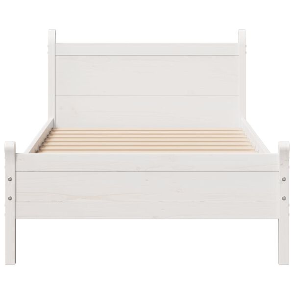 vidaXL Estructura de cama sin colch&oacute;n madera maciza blanca 75x190 cm