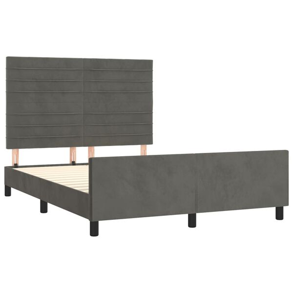vidaXL Estructura de cama sin colch&oacute;n terciopelo gris oscuro 140x200cm