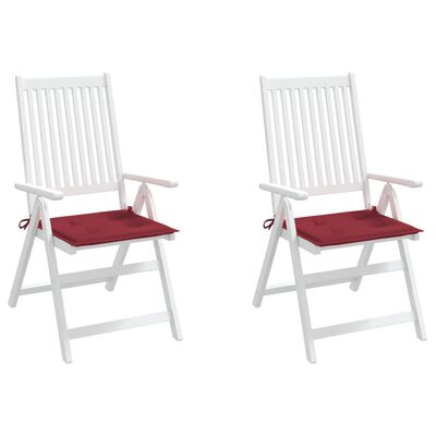 vidaXL Cojines para silla de jardín 2 uds tela rojo tinto 50x50x4 cm