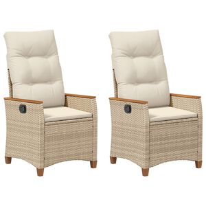 vidaXL Silla de jard&iacute;n reclinable Beige y Crema 64 x 57,5 x 112 cm