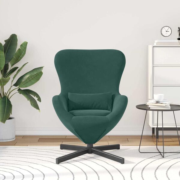 vidaXL Sill&oacute;n huevo Verde oscuro 63 x 73 x 90 cm Terciopelo