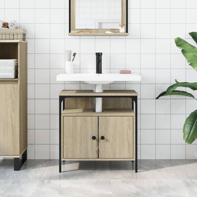 vidaXL Armario lavabo baño madera ingeniería roble Sonoma 60x30x60 cm