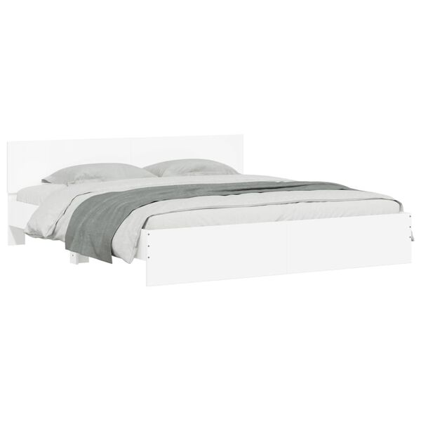 vidaXL Estructura de cama con LED sin colch&oacute;n blanco 180x200 cm