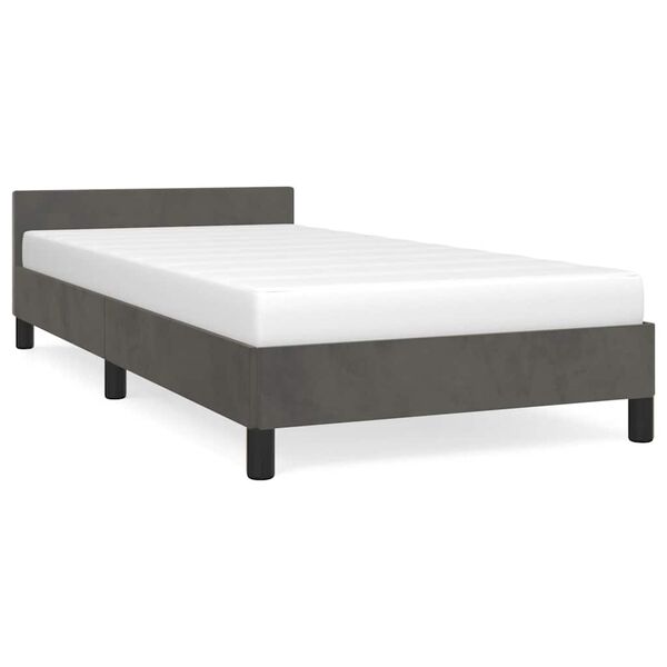 vidaXL Estructura de cama sin colch&oacute;n terciopelo gris oscuro 90x200 cm