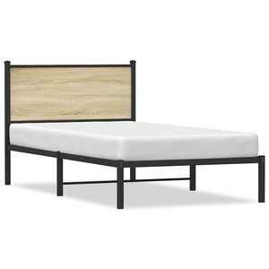 vidaXL Estructura de cama sin colch&oacute;n metal roble ahumado 100x190 cm
