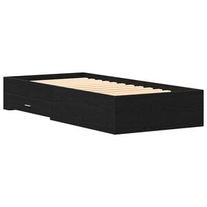 vidaXL Estructura de cama Roble Negro 90 x 190 cm Madera contrachapada