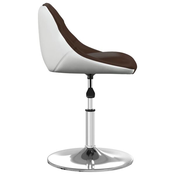 vidaXL Taburete de cocina de cuero sint&eacute;tico marr&oacute;n y blanco