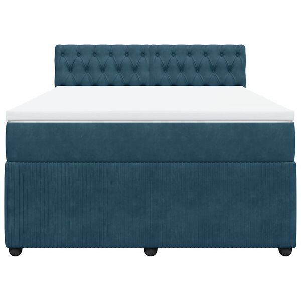 vidaXL Cama box spring con colch&oacute;n terciopelo azul 140x200 cm