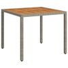 vidaXL Mesa de jard&iacute;n rat&aacute;n PE madera acacia maciza gris 90x90x75 cm