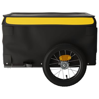 vidaXL Remolque para bicicleta hierro negro y amarillo 30 kg