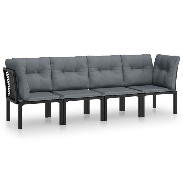 vidaXL Set de muebles de jardín 4 piezas ratán sintético negro y gris