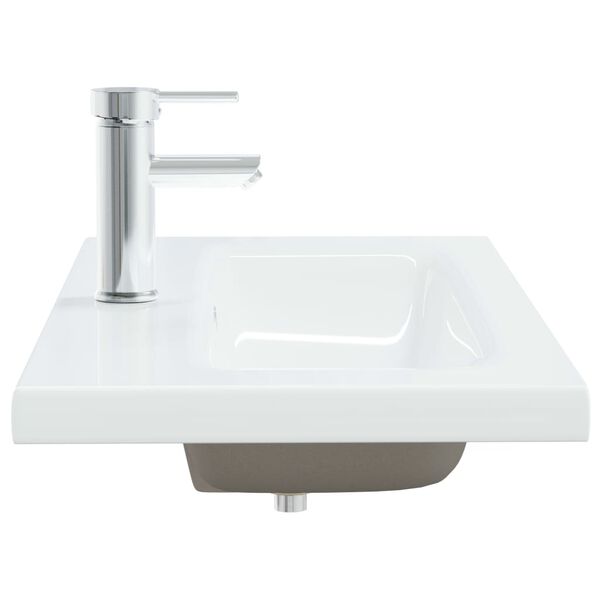 vidaXL Lavabo empotrado con grifo cer&aacute;mica blanco 81x39x18 cm