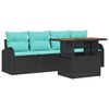 vidaXL Conjunto de sof&aacute; de jard&iacute;n 5 uds. Negro Polirat&aacute;n