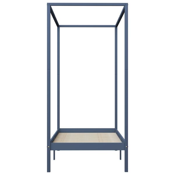 vidaXL Cama con dosel sin colchón madera maciza gris 90x200 cm