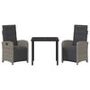 vidaXL Conjunto de Comedor de Jard&iacute;n 3 pcs Gris rat&aacute;n sint&eacute;tico