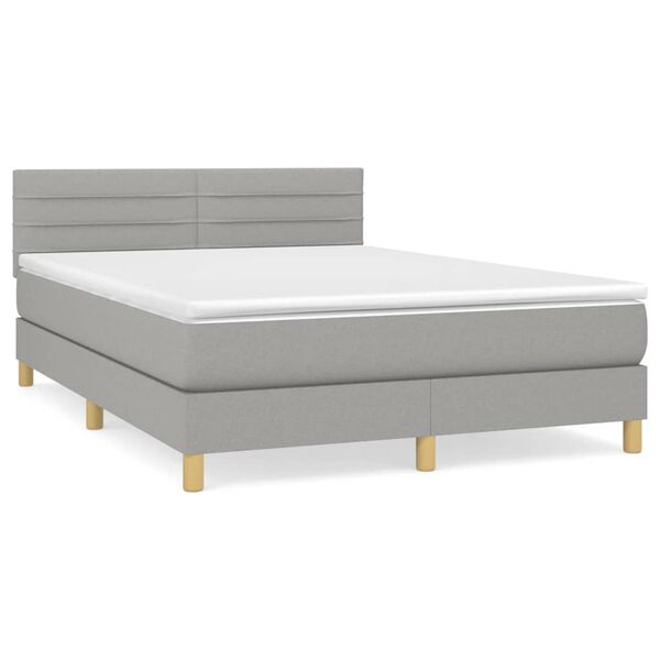 vidaXL Cama box spring con colch&oacute;n tela gris claro 140x190 cm