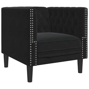 vidaXL Sill&oacute;n Chesterfield de terciopelo negro