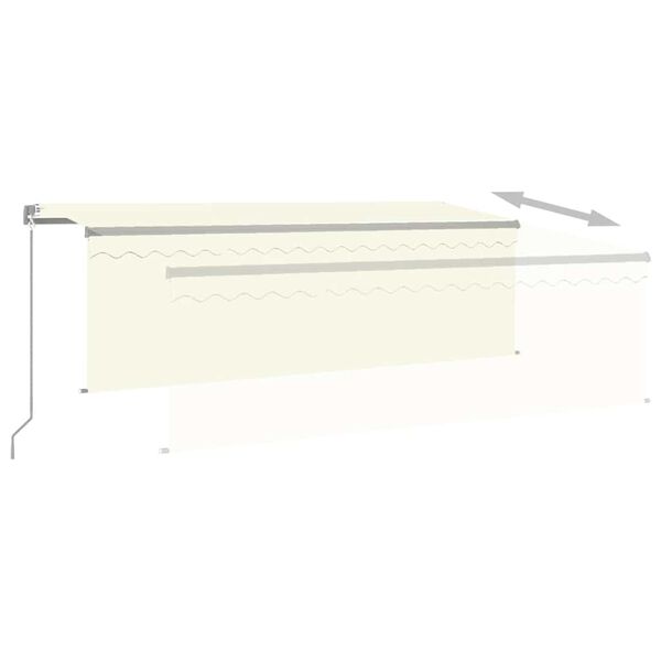 vidaXL Toldo manual retráctil con persiana y LED crema 4x3 m