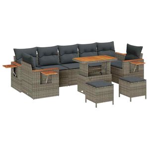 vidaXL Conjunto de sof&aacute;s de jard&iacute;n 13 pcs Gris rat&aacute;n sint&eacute;tico