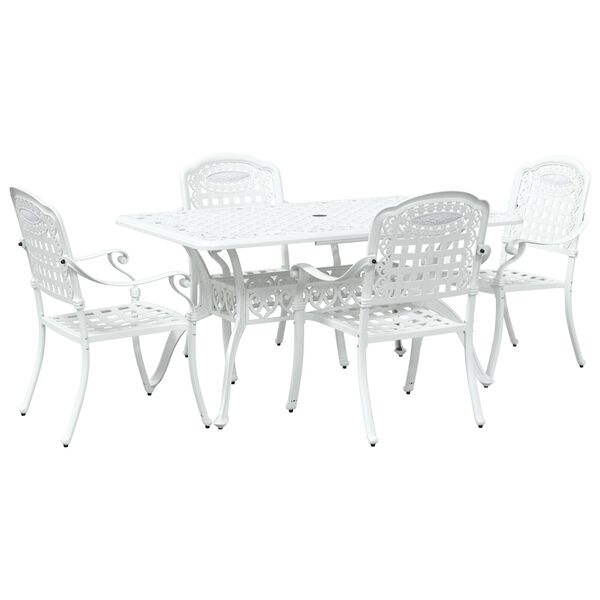 vidaXL Conjunto de Comedor de Jardín 5 pcs Blanco Aluminio