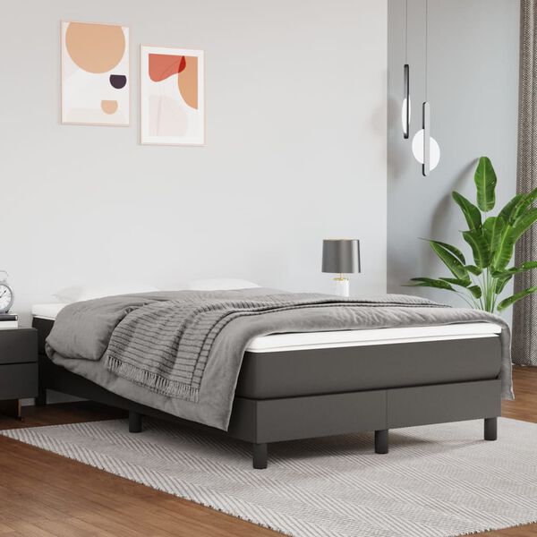 vidaXL Estructura de cama con somier cuero sint&eacute;tico gris 120x200 cm