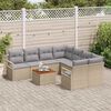 vidaXL Conjunto de sof&aacute;s de jard&iacute;n 9 pcs Beige rat&aacute;n sint&eacute;tico