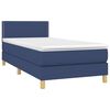 vidaXL Cama box spring con colch&oacute;n y LED tela azul 90x190 cm