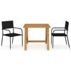 vidaXL Juego de comedor de jard&iacute;n 3 piezas negro