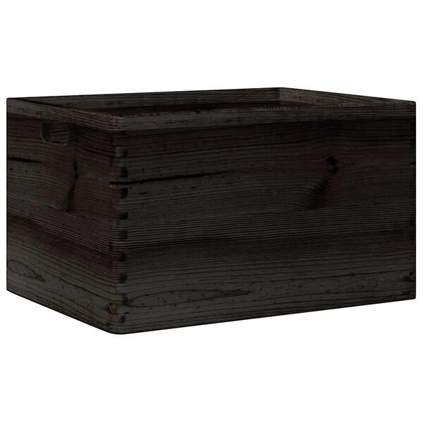 vidaXL Caja de madera con asas madera maciza pino negra 40x30x23 cm