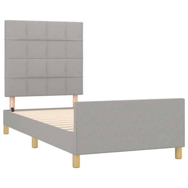 vidaXL Estructura de cama sin colch&oacute;n tela gris claro 90x200 cm