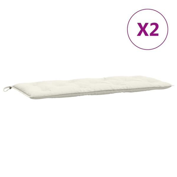 vidaXL Cojines para banco jard&iacute;n 2 uds tela crema melange 120x50x7 cm