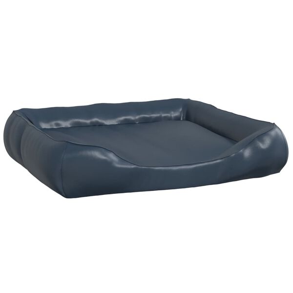 vidaXL Cama para perros de cuero sintético azul oscuro 80x68x23 cm