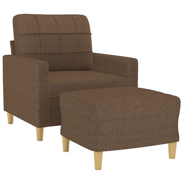 vidaXL Sill&oacute;n con taburete tela marr&oacute;n 60 cm