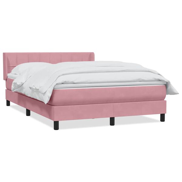 vidaXL Cama box spring con colch&oacute;n terciopelo rosa 140x210 cm