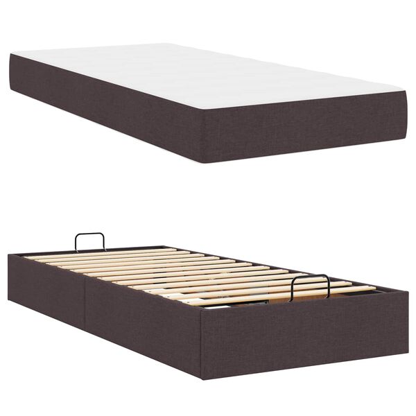 vidaXL Estructura de cama con colchón Marrón oscuro 80 x 200 cm tela