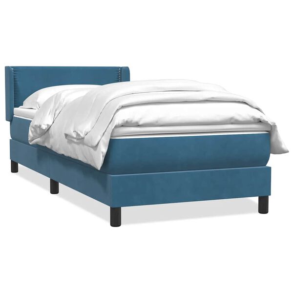 vidaXL Cama box spring con colch&oacute;n terciopelo azul oscuro 90x210 cm