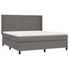 vidaXL Cama box spring colch&oacute;n y LED cuero sint&eacute;tico gris 180x200 cm