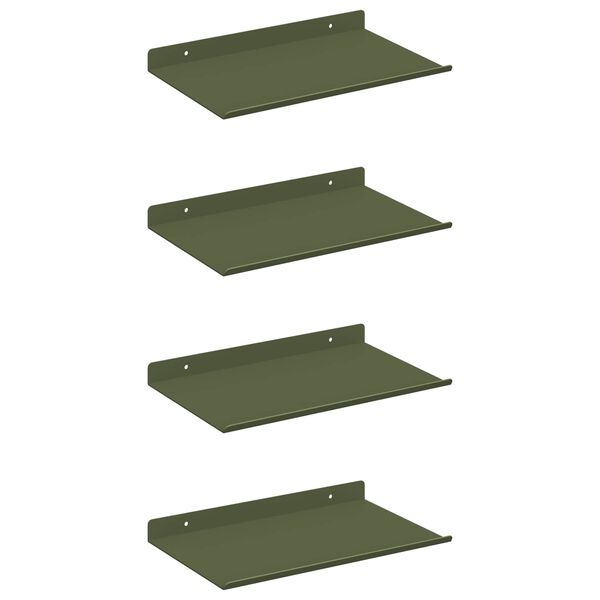 vidaXL Estante flotante 4 pcs Verde Oliva 30 x 18 x 2,5 cm Acero