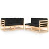 vidaXL Juego de muebles de jard&iacute;n 4 pzas y cojines madera maciza pino