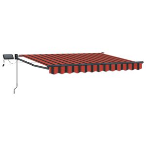 vidaXL Toldo manual retr&aacute;ctil con LEDs Naranja y Marr&oacute;n 3 x 2,5 m