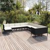 vidaXL Set de muebles de jard&iacute;n 11 pzas cojines rat&aacute;n sint&eacute;tico negro