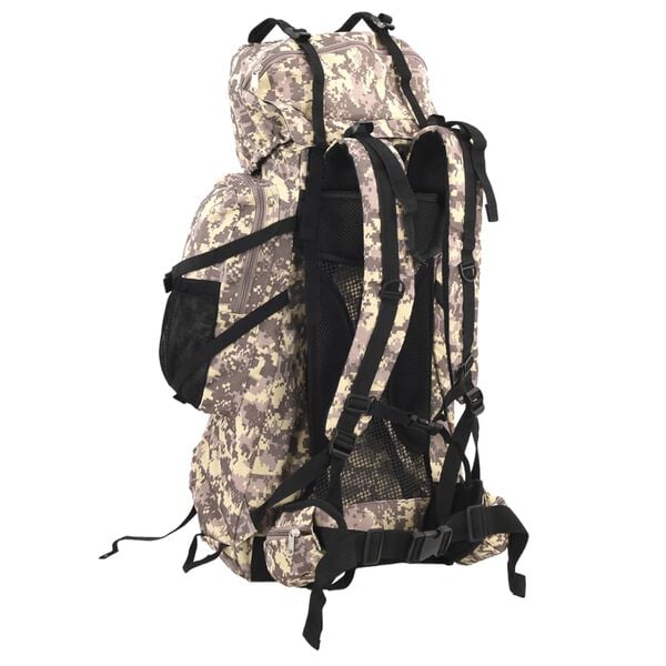 vidaXL Mochila de senderismo tela oxford marr&oacute;n camuflaje 80 l