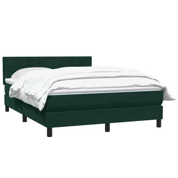 vidaXL Cama box spring con colch&oacute;n terciopelo verde oscuro 160x220 cm