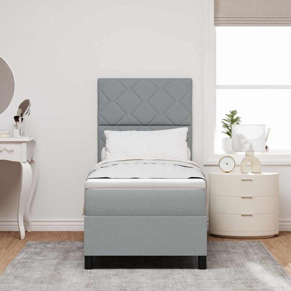 vidaXL Cama tipo Box Spring con colch&oacute;n Gris Claro 80 x 200 cm tela